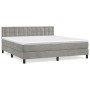Cama box spring con colchón terciopelo gris claro 160x200 cm de vidaXL, Camas y somieres - Ref: Foro24-3141551, Precio: 482,8...