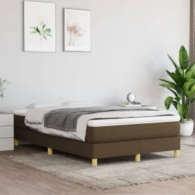 Cama box spring con colchón tela marrón oscuro 120x200 cm de vidaXL, Camas y somieres - Ref: Foro24-3144162, Precio: 335,17 €...