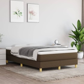 Cama box spring con colchón tela marrón oscuro 120x200 cm de vidaXL, Camas y somieres - Ref: Foro24-3144162, Precio: 342,84 €...