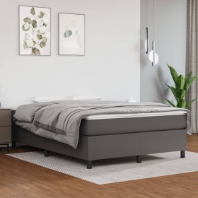 Cama box spring con colchón cuero sintético gris 140x190 cm de vidaXL, Camas y somieres - Ref: Foro24-3144606, Precio: 428,79...