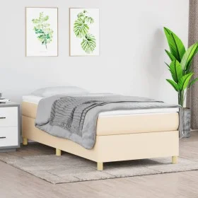 Cama box spring con colchón tela color crema 100x200 cm de vidaXL, Camas y somieres - Ref: Foro24-3144503, Precio: 283,01 €, ...