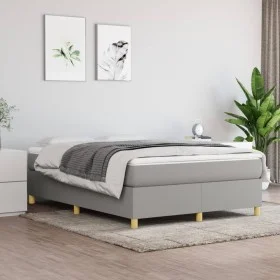 Cama box spring con colchón tela gris claro 140x200 cm de vidaXL, Camas y somieres - Ref: Foro24-3144522, Precio: 389,38 €, D...