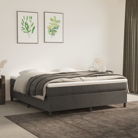 Cama box spring con colchón terciopelo gris oscuro 160x200 cm de vidaXL, Camas y somieres - Ref: Foro24-3144688, Precio: 421,...