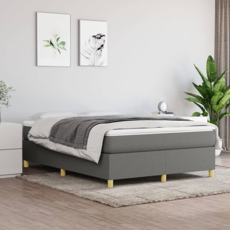 Cama box spring con colchón tela gris oscuro 140x200 cm de vidaXL, Camas y somieres - Ref: Foro24-3144523, Precio: 391,68 €, ...