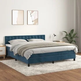 Boxspringbett mit dunkelblauer Samtmatratze 160x200 cm von vidaXL, Betten und Lattenroste - Ref: Foro24-3141555, Preis: 488,9...