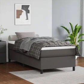 Cama box spring con colchón cuero sintético gris 100x200 cm de vidaXL, Camas y somieres - Ref: Foro24-3144594, Precio: 306,34...