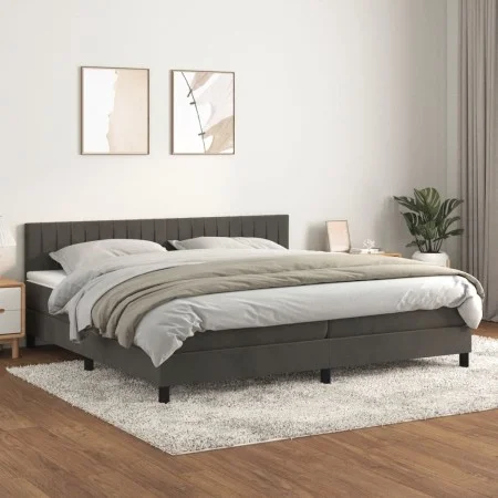Box spring bed with dark gray velvet mattress 200x200 cm by vidaXL, Beds and slatted bases - Ref: Foro24-3141444, Price: 540,...