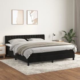 Cama box spring con colchón terciopelo negro 180x200 cm de vidaXL, Camas y somieres - Ref: Foro24-3141499, Precio: 543,33 €, ...