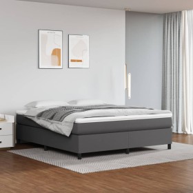 Cama box spring con colchón cuero sintético gris 180x200 cm de vidaXL, Camas y somieres - Ref: Foro24-3144624, Precio: 515,61...