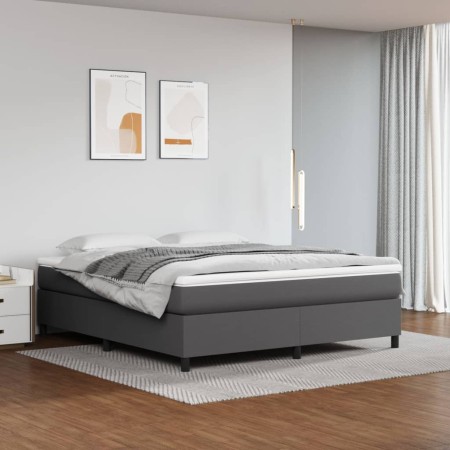 Cama box spring con colchón cuero sintético gris 180x200 cm de vidaXL, Camas y somieres - Ref: Foro24-3144624, Precio: 515,61...