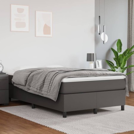 Cama box spring con colchón cuero sintético gris 120x200 cm de vidaXL, Camas y somieres - Ref: Foro24-3144600, Precio: 366,78...