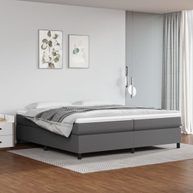 Cama box spring con colchón cuero sintético gris 200x200 cm de vidaXL, Camas y somieres - Ref: Foro24-3144630, Precio: 561,88...
