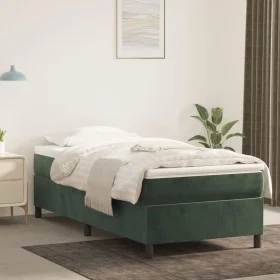 Box spring bed with dark green velvet mattress 100x200 cm by vidaXL, Beds and slatted bases - Ref: Foro24-3144666, Price: 294...