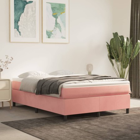 Cama box spring con colchón terciopelo rosa 140x200 cm de vidaXL, Camas y somieres - Ref: Foro24-3144686, Precio: 383,23 €, D...