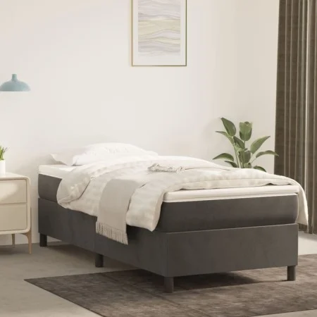 Box spring bed with dark gray velvet mattress 90x190 cm by vidaXL, Beds and slatted bases - Ref: Foro24-3144652, Price: 263,8...