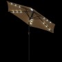 Sombrilla jardín con luces LED poste acero taupe 225x225x212cm en Sombrillas | Comprar online en Foru.es