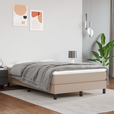 Cama box spring con colchón cuero sintético capuchino 120x200cm de vidaXL, Camas y somieres - Ref: Foro24-3144254, Precio: 34...