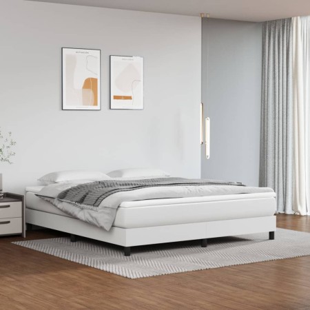 Cama box spring con colchón cuero sintético blanco 180x200 cm de vidaXL, Camas y somieres - Ref: Foro24-3144274, Precio: 481,...