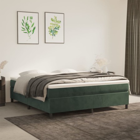 Cama box spring con colchón terciopelo verde oscuro 180x200 cm de vidaXL, Camas y somieres - Ref: Foro24-3144696, Precio: 529...