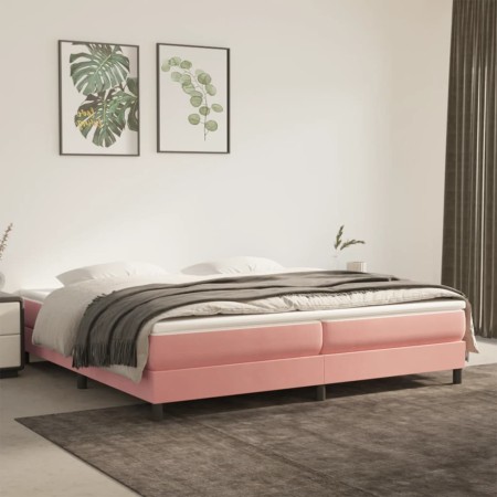 Cama box spring con colchón terciopelo rosa 200x200 cm de vidaXL, Camas y somieres - Ref: Foro24-3144356, Precio: 485,59 €, D...