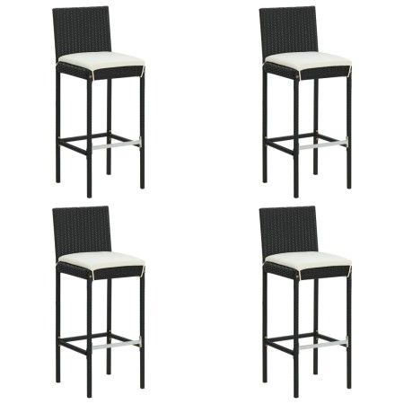 Taburetes altos de jardín cojines 4 uds ratán sintético negro de vidaXL, Sillas de jardín - Ref: Foro24-313437, Precio: 300,6...