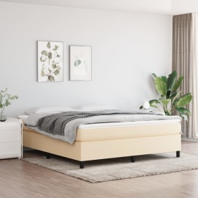 Cama box spring con colchón tela color crema 160x200 cm de vidaXL, Camas y somieres - Ref: Foro24-3144436, Precio: 476,95 €, ...