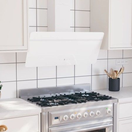 Campana extractora pared acero y vidrio templado blanco 90 cm de vidaXL, Extractores - Ref: Foro24-51674, Precio: 238,02 €, D...