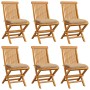 Sillas de jardín 6 uds con cojines beige madera de teca en Sillas de jardín | Comprar online en Foru.es