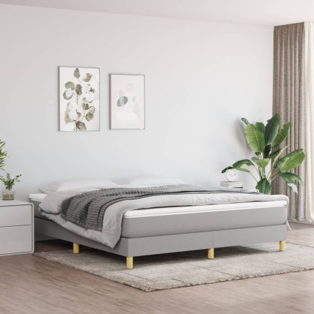 Cama box spring con colchón tela gris claro 160x200 cm de vidaXL, Camas y somieres - Ref: Foro24-3144183, Precio: 442,18 €, D...