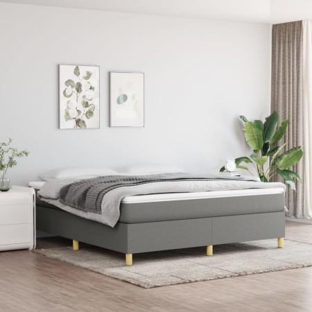 Cama box spring con colchón tela gris oscuro 180x200 cm de vidaXL, Camas y somieres - Ref: Foro24-3144539, Precio: 511,27 €, ...