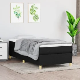 Box spring bed with black fabric mattress 100x200 cm by vidaXL, Beds and slatted bases - Ref: Foro24-3144500, Price: 276,85 €...