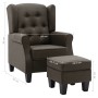 Sillón con taburete reposapiés de tela gris taupe de vidaXL, Sillones - Ref: Foro24-320159, Precio: 281,94 €, Descuento: %