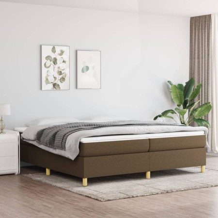 Cama box spring con colchón tela marrón oscuro 200x200 cm de vidaXL, Camas y somieres - Ref: Foro24-3144549, Precio: 541,31 €...