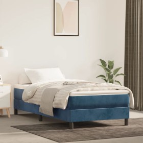 Cama box spring con colchón terciopelo azul oscuro 90x190 cm de vidaXL, Camas y somieres - Ref: Foro24-3144307, Precio: 259,2...