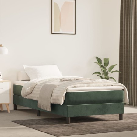 Cama box spring con colchón terciopelo verde oscuro 90x200 cm de vidaXL, Camas y somieres - Ref: Foro24-3144312, Precio: 281,...