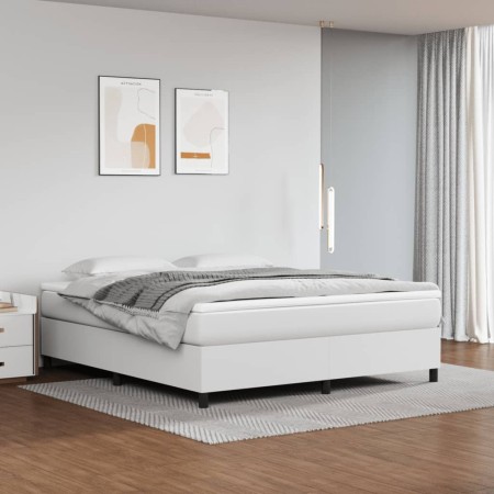 Cama box spring con colchón cuero sintético blanco 180x200 cm de vidaXL, Camas y somieres - Ref: Foro24-3144621, Precio: 494,...