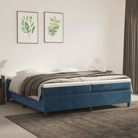 Cama box spring con colchón terciopelo azul oscuro 200x200 cm de vidaXL, Camas y somieres - Ref: Foro24-3144703, Precio: 547,...