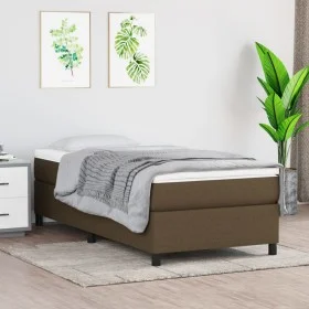 Cama box spring con colchón tela marrón oscuro 90x200 cm de vidaXL, Camas y somieres - Ref: Foro24-3144394, Precio: 275,70 €,...
