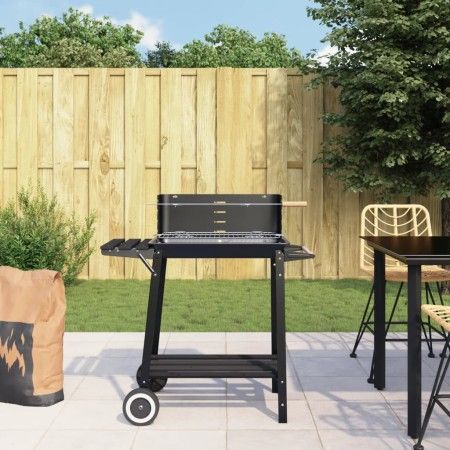 Barbacoa de carbón con ruedas acero negro de vidaXL, Barbacoas - Ref: Foro24-315386, Precio: 76,42 €, Descuento: %