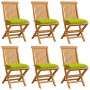 Sillas de jardín 6 uds cojines verde brillante madera de teca en Sillas de jardín | Comprar online en Foru.es
