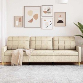 Sofá de 3 plazas de tela color crema 210 cm en Sofás | Comprar online en Foru.es