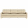 Sofá de 3 plazas de tela color crema 210 cm en Sofás | Comprar online en Foru.es