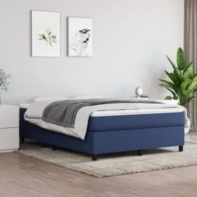 Box spring bed with blue fabric mattress 140x200 cm by vidaXL, Beds and slatted bases - Ref: Foro24-3144429, Price: 397,98 €,...