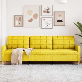 Sofá de 3 plazas de tela amarillo claro 210 cm en Sofás | Comprar online en Foru.es