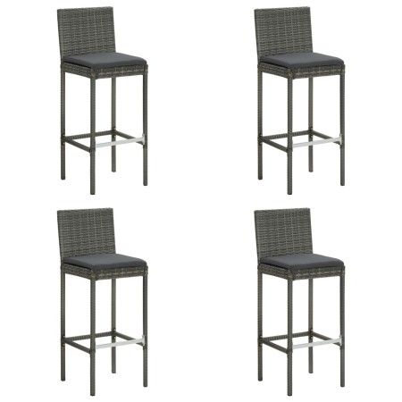 Taburetes altos de jardín cojines 4 uds ratán sintético gris de vidaXL, Sillas de jardín - Ref: Foro24-313438, Precio: 305,37...