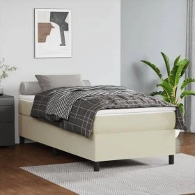 Cama box spring con colchón cuero sintético crema 100x200 cm de vidaXL, Camas y somieres - Ref: Foro24-3144592, Precio: 285,7...
