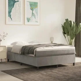 Cama box spring con colchón terciopelo gris claro 140x200 cm de vidaXL, Camas y somieres - Ref: Foro24-3144681, Precio: 382,8...