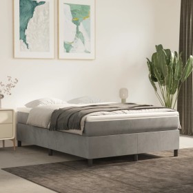 Cama box spring con colchón terciopelo gris claro 140x200 cm de vidaXL, Camas y somieres - Ref: Foro24-3144681, Precio: 388,5...