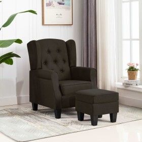 Sillón con taburete reposapiés de tela marrón oscuro de vidaXL, Sillones - Ref: Foro24-320156, Precio: 242,08 €, Descuento: %