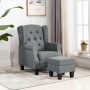 Sillón con taburete reposapiés tela gris claro de vidaXL, Sillones - Ref: Foro24-320151, Precio: 312,20 €, Descuento: %